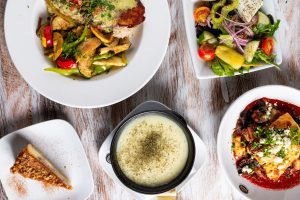 table of various food items